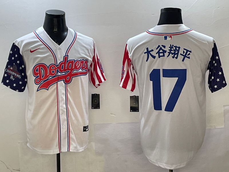 Men Los Angeles Dodgers #17 Ohtani White a generation of national flags Joint name 2025 Nike MLB Jersey style 10->los angeles dodgers->MLB Jersey